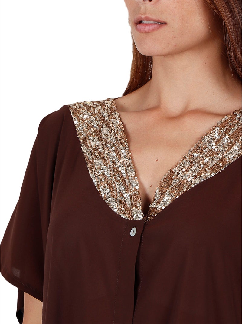 ADMAS Vestido Kafkano Bright Sequins para Mujer Marrón chocolate - Kiabi