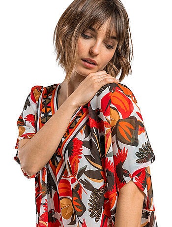 ADMAS Vestido Kaftan Manga Corta Multicolor Paradise para Mujer
