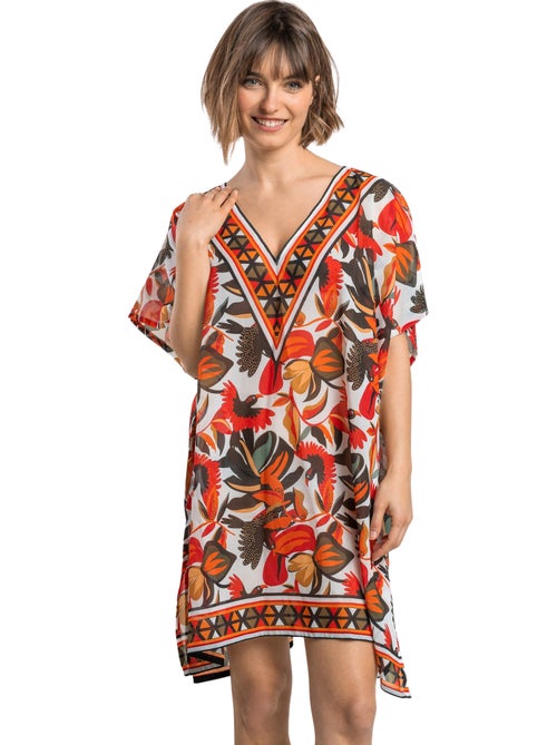 ADMAS Vestido Kaftan Manga Corta Multicolor Paradise para Mujer - Kiabi