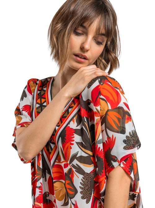 ADMAS Vestido Kaftan Manga Corta Multicolor Paradise para Mujer - Kiabi