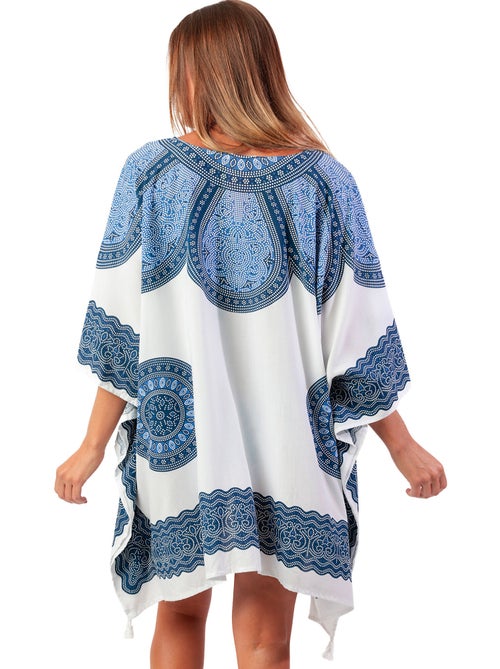 ADMAS Vestido Kaftano Manga Corta Azul para Mujer - Kiabi ADMAS Vestido Kaftano Manga Corta Azul para Mujer - Kiabi