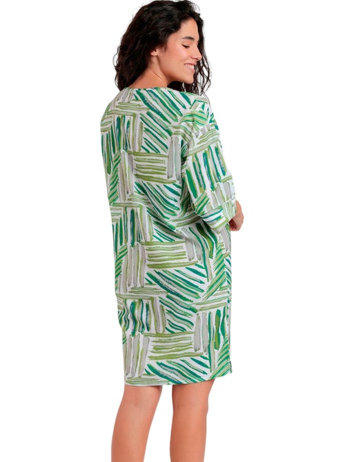 ADMAS Vestido Kimono Manga Francesa Green Summer para Mujer - Kiabi ADMAS Vestido Kimono Manga Francesa Green Summer para Mujer - Kiabi