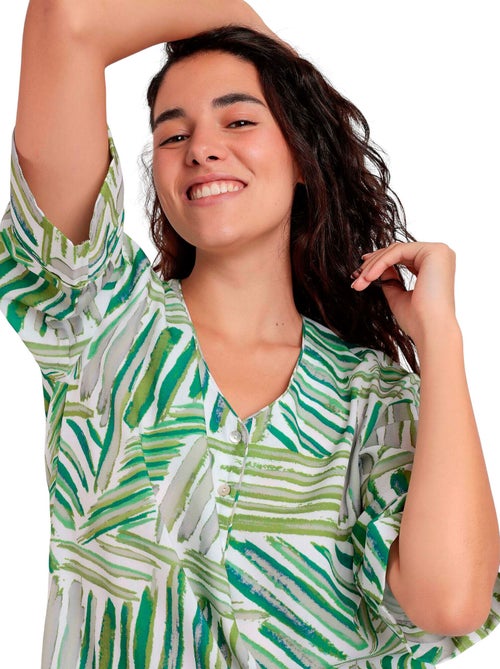 ADMAS Vestido Kimono Manga Francesa Green Summer para Mujer - Kiabi ADMAS Vestido Kimono Manga Francesa Green Summer para Mujer - Kiabi