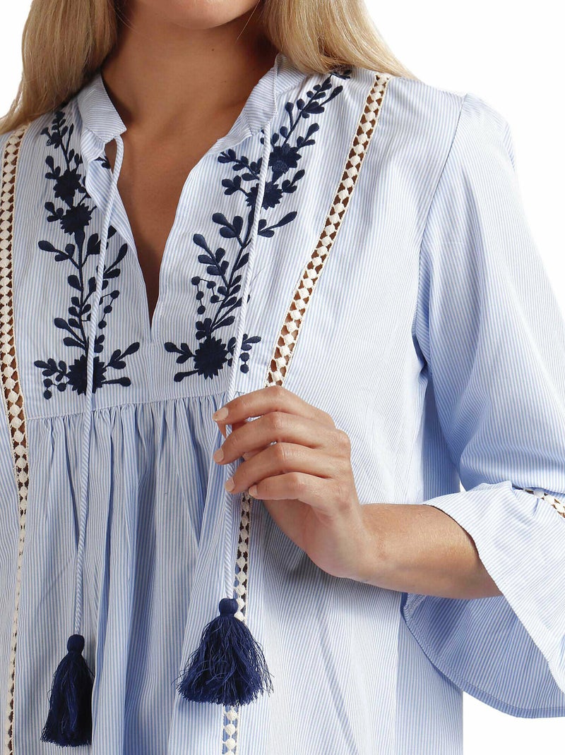 ADMAS Vestido Manga Acampanada Sail Time para Mujer Azul - Kiabi