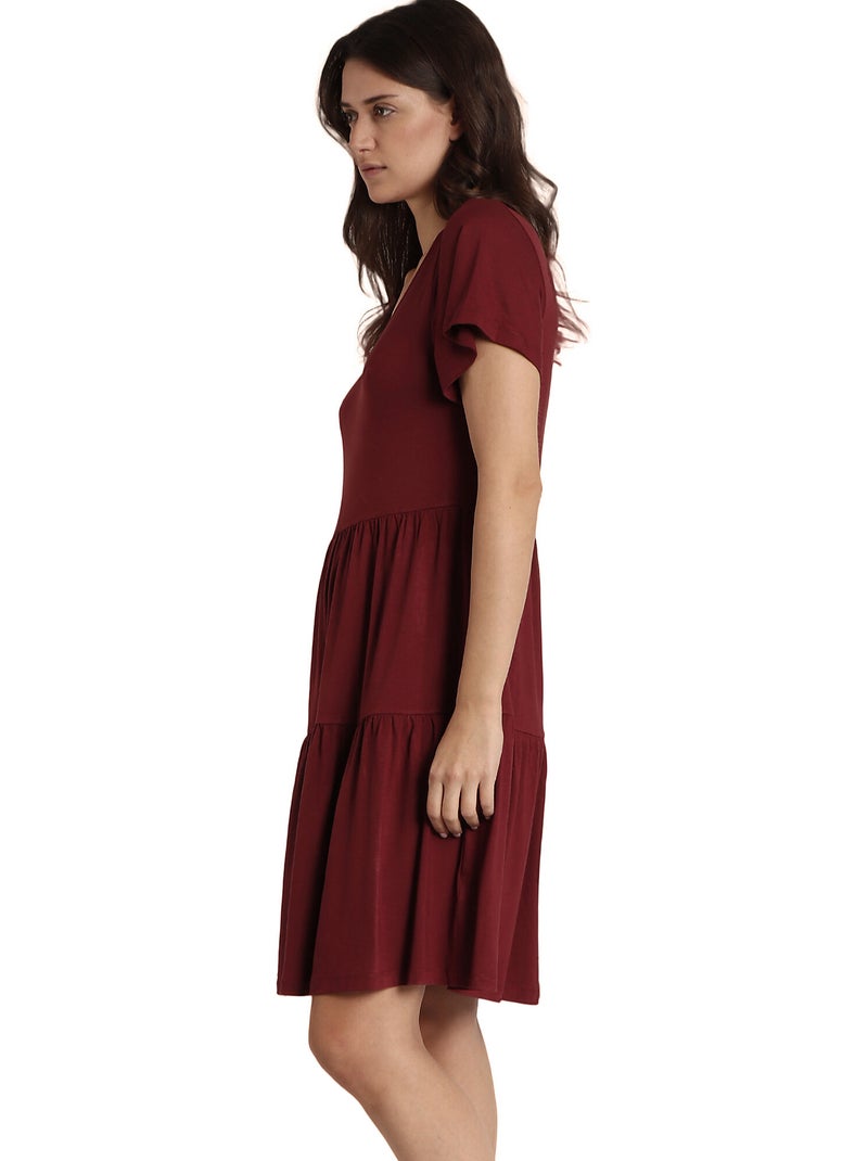 ADMAS Vestido Manga Corta Cute para Mujer Burdeos - Kiabi