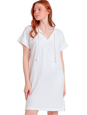 ADMAS Vestido Manga Corta Linen Style para Mujer