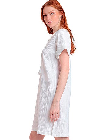 ADMAS Vestido Manga Corta Linen Style para Mujer