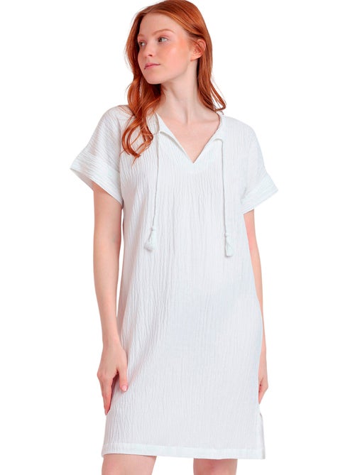 ADMAS Vestido Manga Corta Linen Style para Mujer - Kiabi ADMAS Vestido Manga Corta Linen Style para Mujer - Kiabi