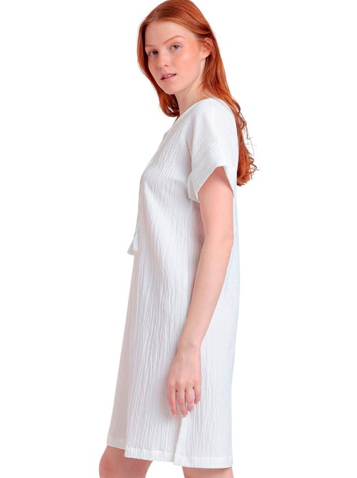 ADMAS Vestido Manga Corta Linen Style para Mujer - Kiabi ADMAS Vestido Manga Corta Linen Style para Mujer - Kiabi