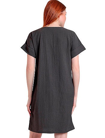 ADMAS Vestido Manga Corta Linen Style para Mujer