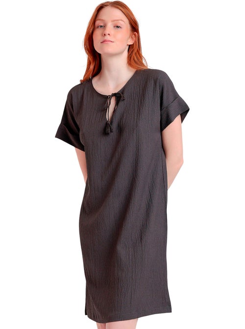 ADMAS Vestido Manga Corta Linen Style para Mujer - Kiabi ADMAS Vestido Manga Corta Linen Style para Mujer - Kiabi