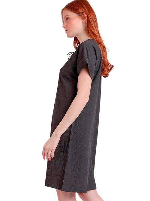 ADMAS Vestido Manga Corta Linen Style para Mujer - Kiabi ADMAS Vestido Manga Corta Linen Style para Mujer - Kiabi