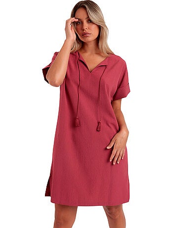 ADMAS Vestido Manga Corta Linen Style para Mujer