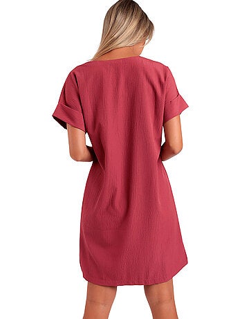 ADMAS Vestido Manga Corta Linen Style para Mujer