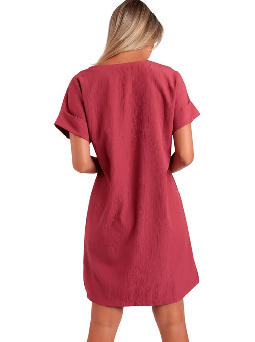 ADMAS Vestido Manga Corta Linen Style para Mujer - Kiabi ADMAS Vestido Manga Corta Linen Style para Mujer - Kiabi