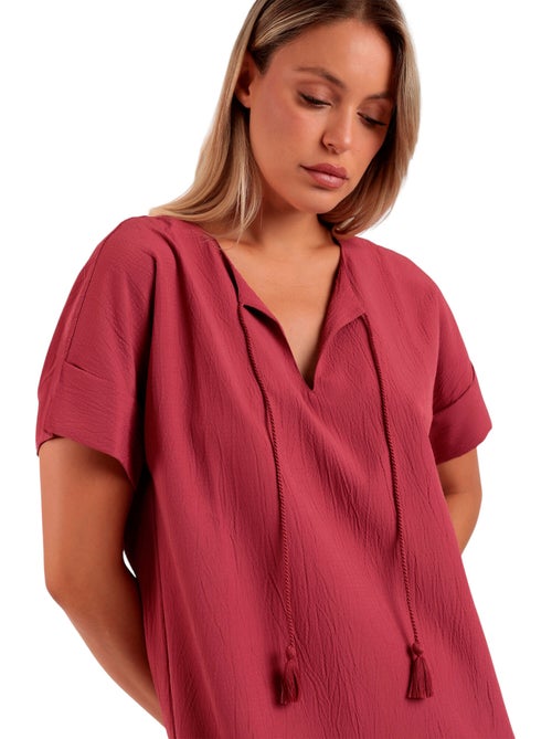 ADMAS Vestido Manga Corta Linen Style para Mujer - Kiabi ADMAS Vestido Manga Corta Linen Style para Mujer - Kiabi