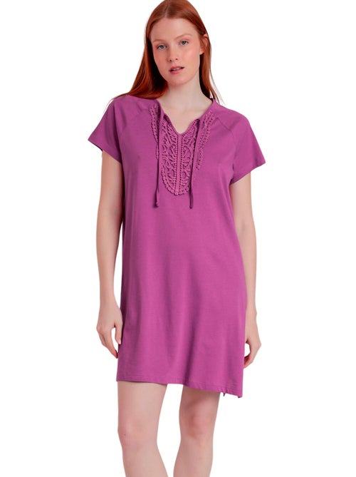 ADMAS Vestido Manga Corta Pechera para Mujer - Kiabi ADMAS Vestido Manga Corta Pechera para Mujer - Kiabi