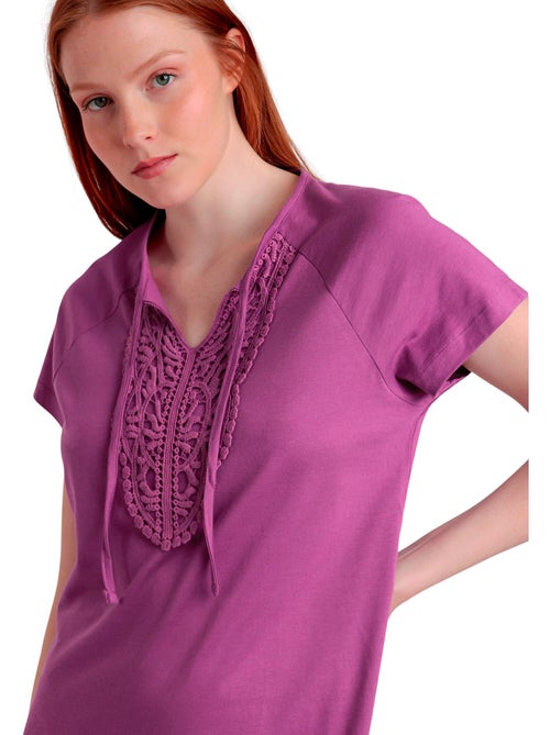 ADMAS Vestido Manga Corta Pechera para Mujer - Kiabi ADMAS Vestido Manga Corta Pechera para Mujer - Kiabi