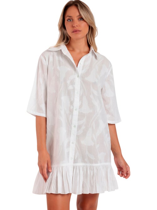 ADMAS Vestido Manga Francesa Texture Flowers para Mujer - Kiabi ADMAS Vestido Manga Francesa Texture Flowers para Mujer - Kiabi