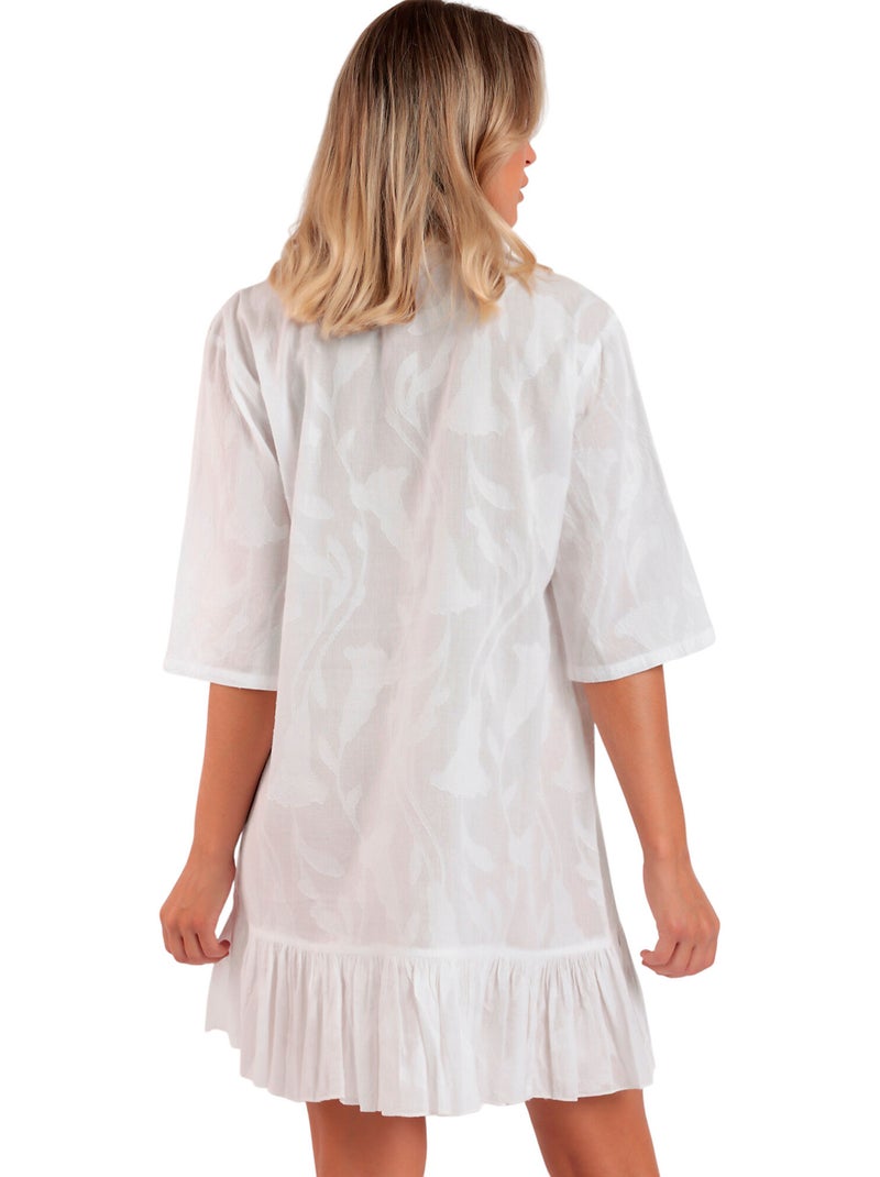 ADMAS Vestido Manga Francesa Texture Flowers para Mujer Blanco - Kiabi