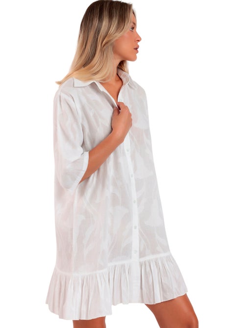 ADMAS Vestido Manga Francesa Texture Flowers para Mujer - Kiabi ADMAS Vestido Manga Francesa Texture Flowers para Mujer - Kiabi