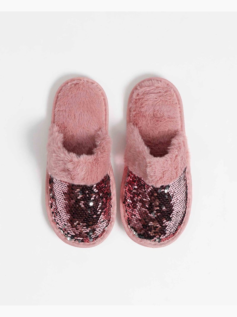 ADMAS Zapatillas De Estar Por Casa Lentejuelas para Mujer Rosa - Kiabi