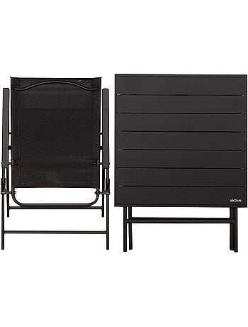 Aktive conjunto plegable de jardín con mesa (75x75x70 cm) y 2 sillas (47x64x95 cm)
