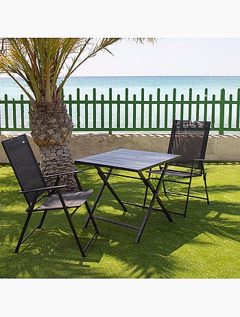 Aktive conjunto plegable de jardín con mesa (75x75x70 cm) y 2 sillas (47x64x95 cm)