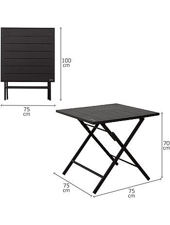 Aktive conjunto plegable de jardín con mesa (75x75x70 cm) y 2 sillas (47x64x95 cm)