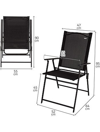 Aktive conjunto plegable de jardín con mesa (75x75x70 cm) y 2 sillas (47x64x95 cm)