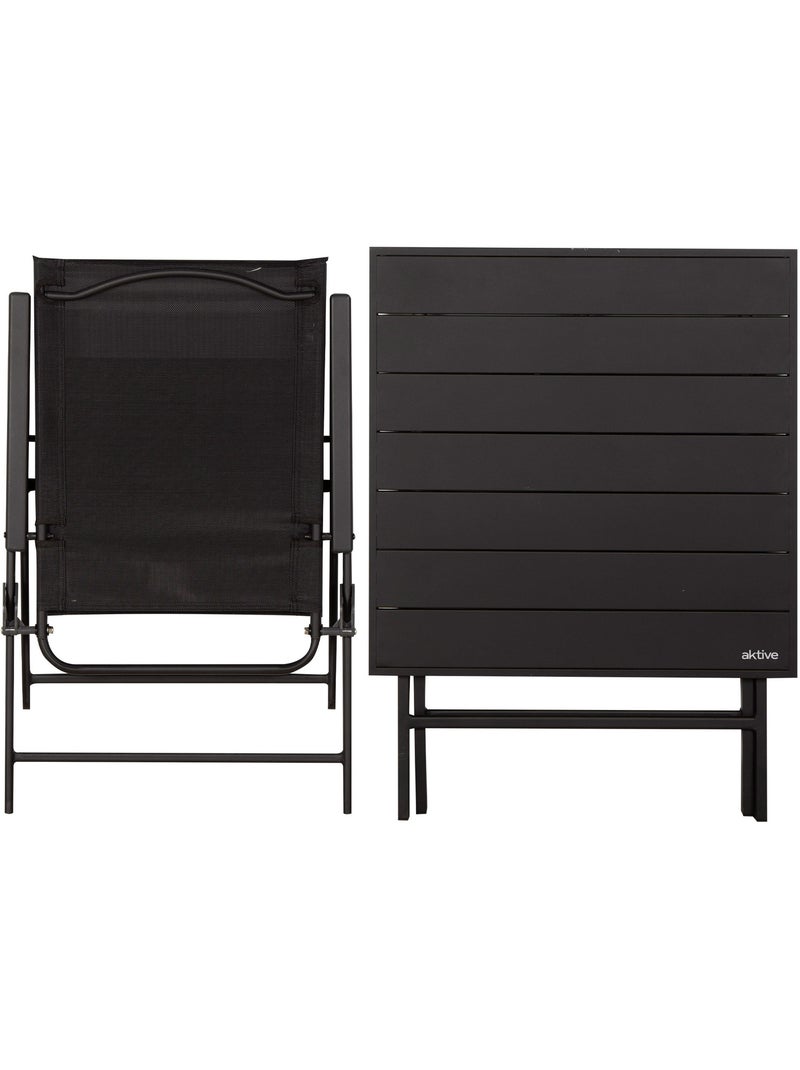 Aktive conjunto plegable de jardín con mesa (75x75x70 cm) y 2 sillas (47x64x95 cm) Negro - Kiabi
