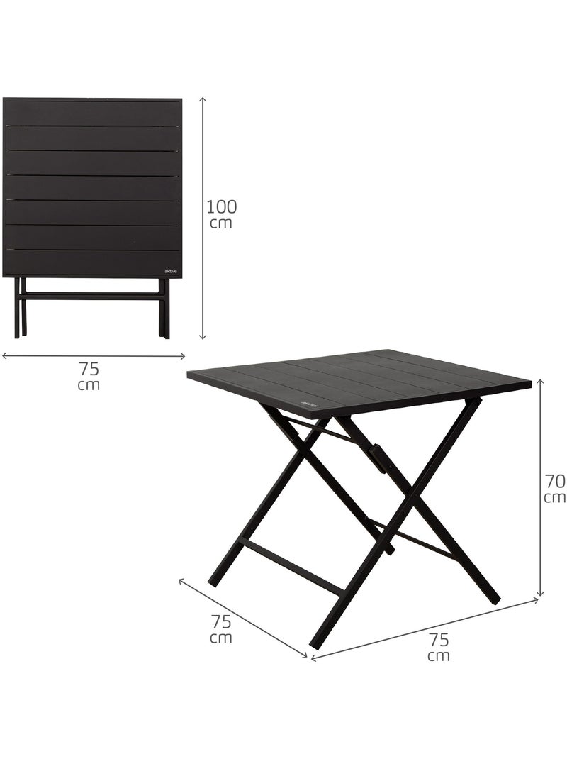 Aktive conjunto plegable de jardín con mesa (75x75x70 cm) y 2 sillas (47x64x95 cm) Negro - Kiabi