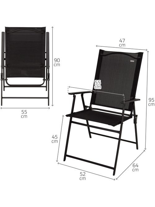 Aktive conjunto plegable de jardín con mesa (75x75x70 cm) y 2 sillas (47x64x95 cm) - Kiabi