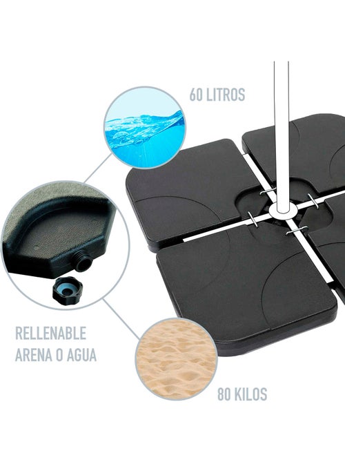 Aktive Garden Soporte parasol rellenable cuadrado 4 piezas - Kiabi Aktive Garden Soporte parasol rellenable cuadrado 4 piezas - Kiabi