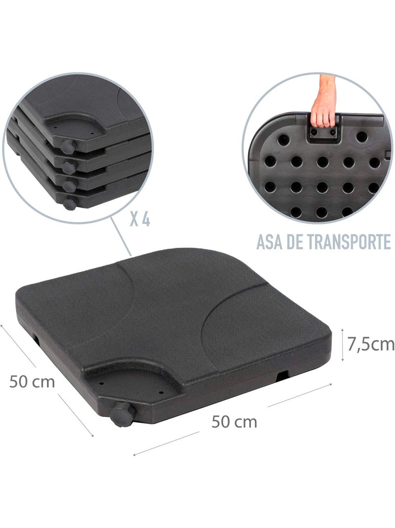 Aktive Garden Soporte parasol rellenable cuadrado 4 piezas Negro Negro - Kiabi