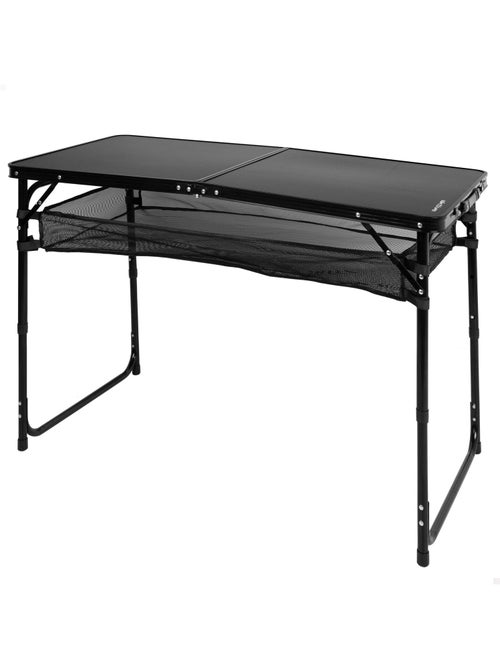 Aktive mesa plegable camping ajustable en altura y antideslizante negra con red - Kiabi