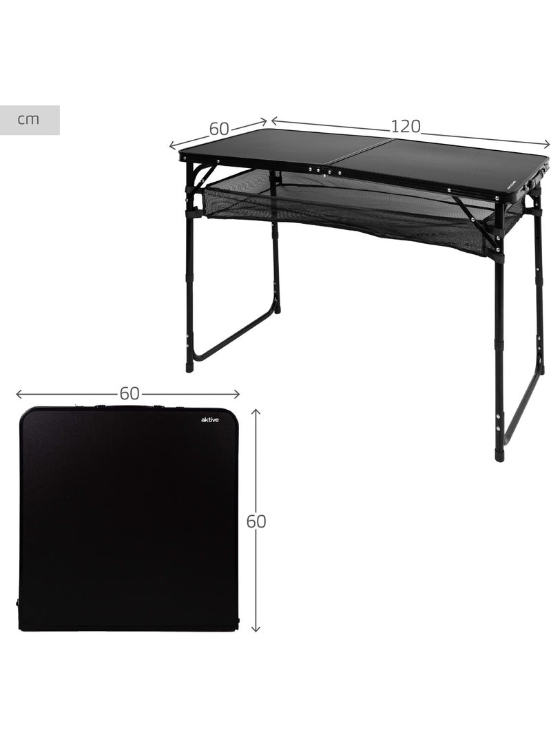 Aktive mesa plegable camping ajustable en altura y antideslizante negra con red Negro - Kiabi