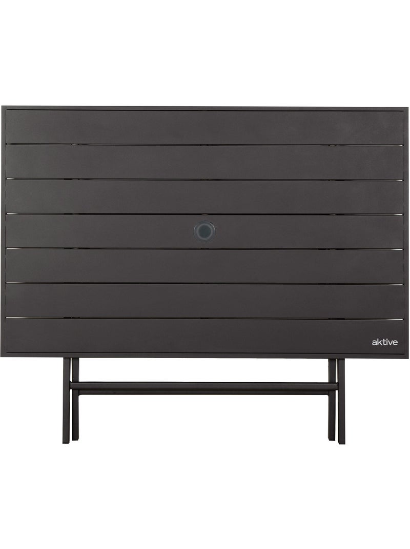 Aktive mesa plegable de jardín de acero 4 personas con agujero para sombrilla 120x75x70 cm Negro - Kiabi