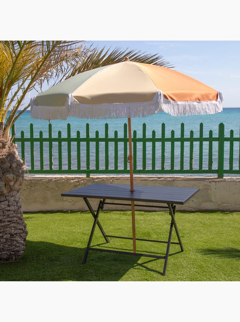 Aktive mesa plegable de jardín de acero 4 personas con agujero para sombrilla 120x75x70 cm Negro - Kiabi
