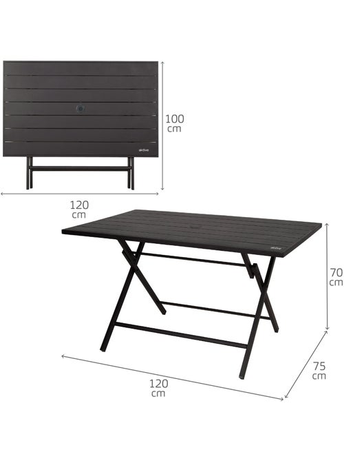Aktive mesa plegable de jardín de acero 4 personas con agujero para sombrilla 120x75x70 cm - Kiabi Aktive mesa plegable de jardín de acero 4 personas con agujero para sombrilla 120x75x70 cm - Kiabi