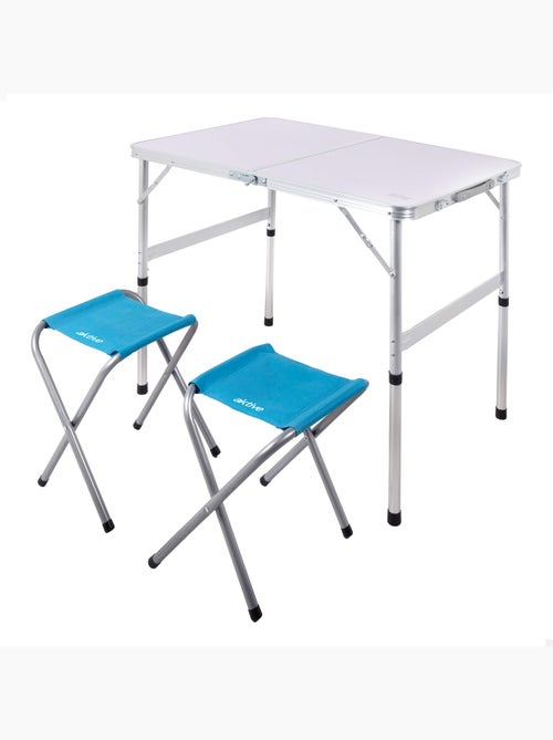 Aktive mesa plegable regulable en altura con 2 taburetes - Kiabi Aktive mesa plegable regulable en altura con 2 taburetes - Kiabi