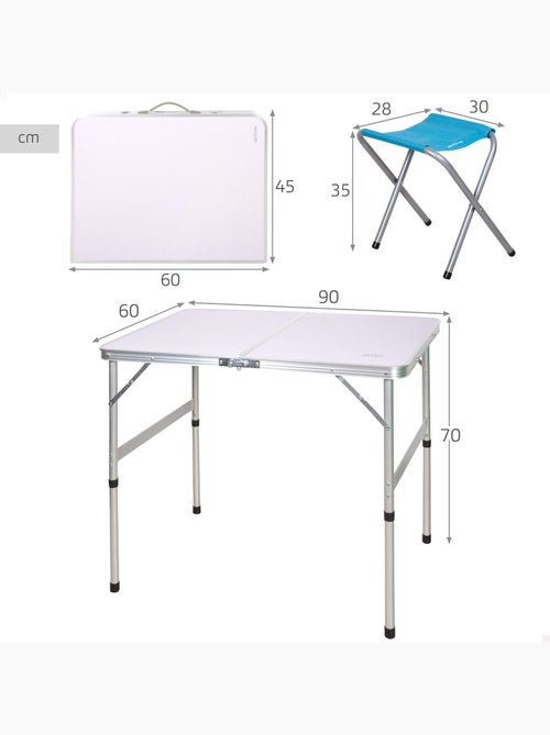 Aktive mesa plegable regulable en altura con 2 taburetes - Kiabi Aktive mesa plegable regulable en altura con 2 taburetes - Kiabi
