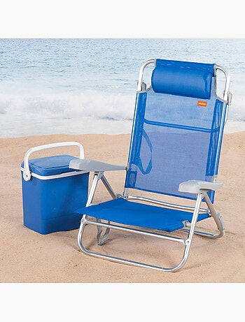 Aktive pack de 2 sillas de playa plegables y reclinables 8 posiciones azul c/cojín