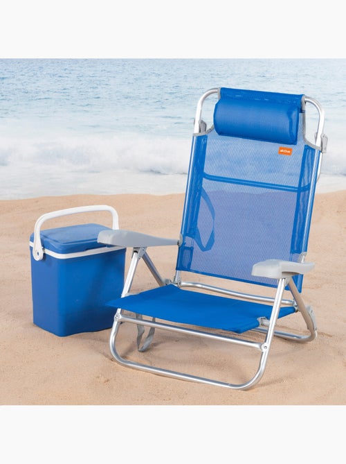Aktive pack de 2 sillas de playa plegables y reclinables 8 posiciones azul c/cojín - Kiabi