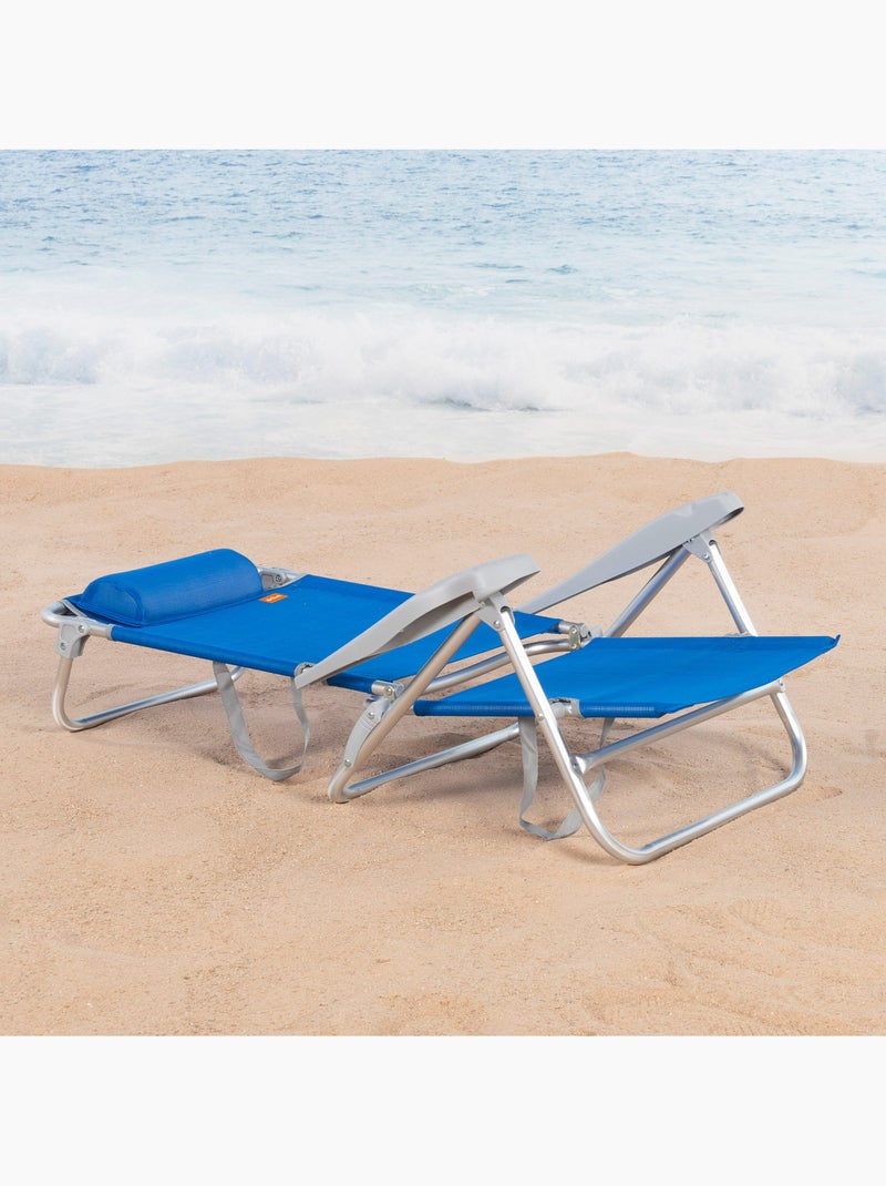 Aktive pack de 2 sillas de playa plegables y reclinables 8 posiciones azul c/cojín Azul - Kiabi