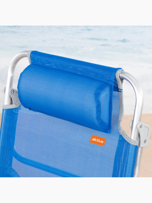 Aktive pack de 2 sillas de playa plegables y reclinables 8 posiciones azul c/cojín - Kiabi