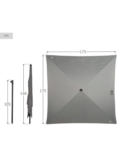 Aktive Parasol de jardín cuadrado 175x175 cm con mástil inclinable - Kiabi