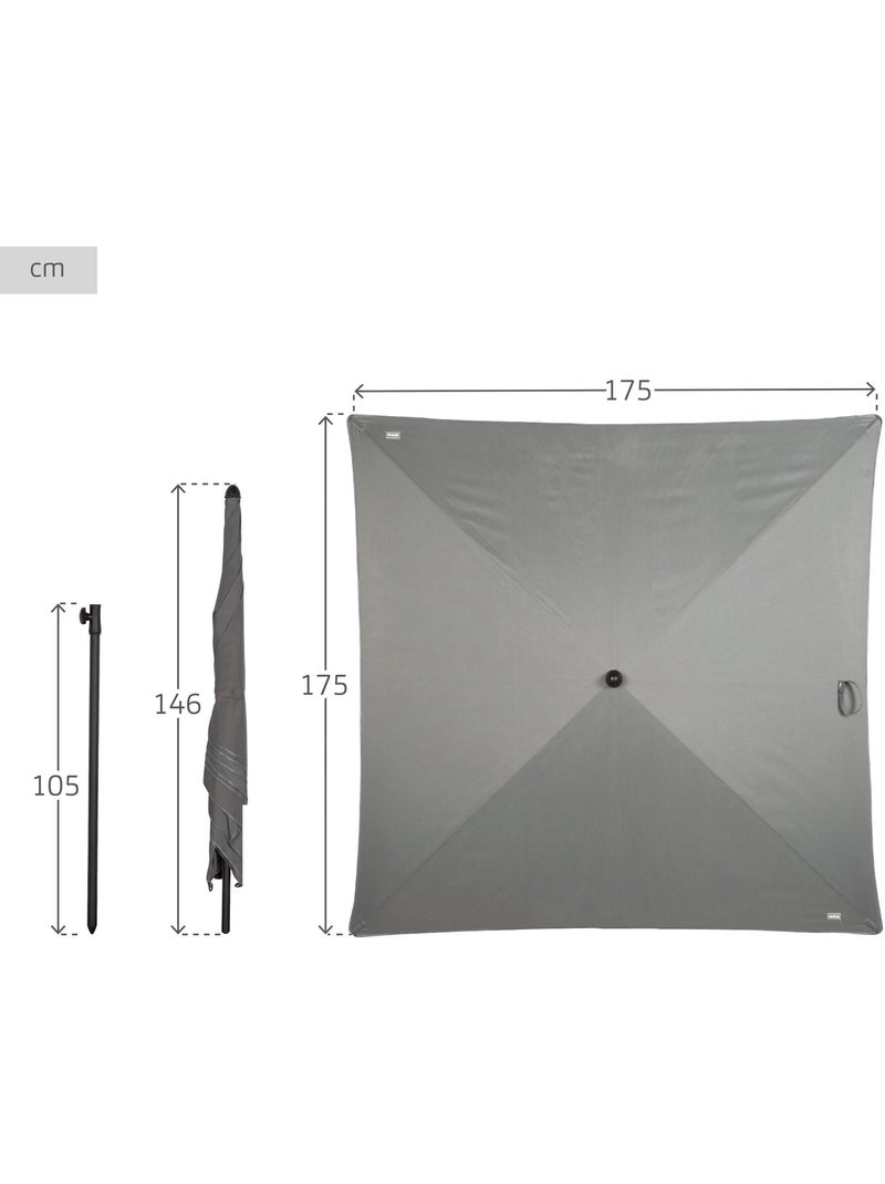 Aktive Parasol de jardín cuadrado 175x175 cm con mástil inclinable Gris - Kiabi