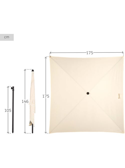Aktive Parasol jardín cuadrado 175x175 cm con mástil inclinable - Kiabi