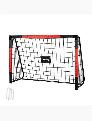 Aktive portería de fútbol 180x60x120 cm de acero con red resistente y 6 piquetas